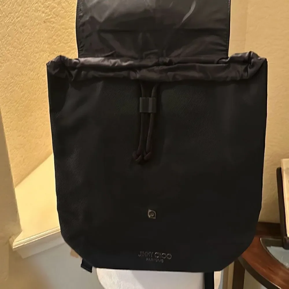 Jimmy Choo Parfums Colorblock Backpack Navy Blue Black Cinch Top Travel Work Bag